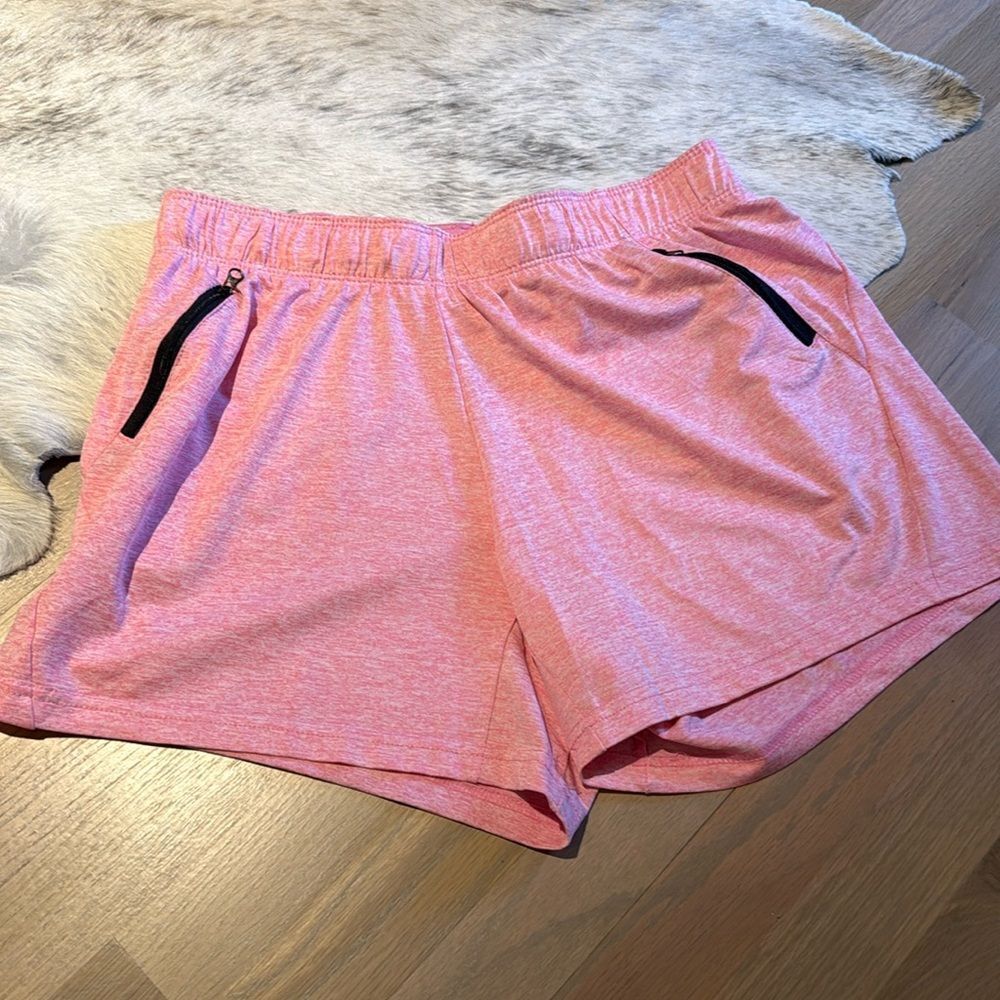 Pink Womens Athletic Shorts Zippered Pockets Size M